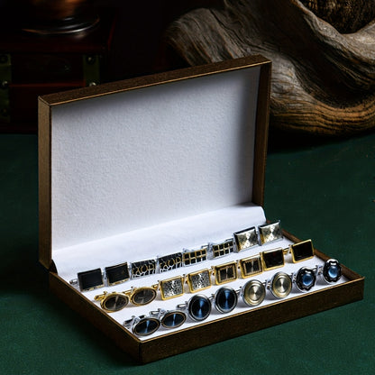 Set di 12 paia di gemelli da polsino da uomo - Eleganti gemelli in ferro intrecciato con dettagli a spirale e settoriale, perfetti come regalo per Natale, Ringraziamento, Festa del papà, include confezione regalo, gemelli da polsino per uomo, regalo per u