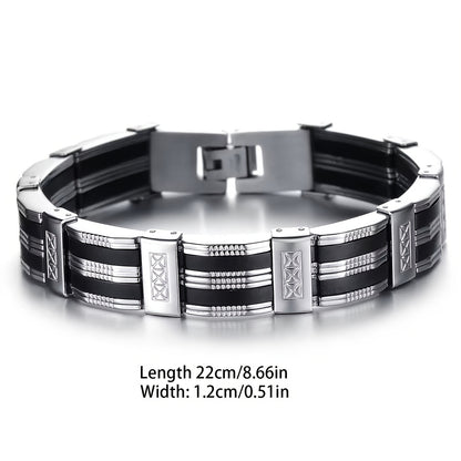 1pz Bracciale Uomo Grande e Alla Moda, in Acciaio Inossidabile Premium 304, Accessorio Elegante per Polso, Grazioso Complemento d'Abbigliamento Casuale o Formali