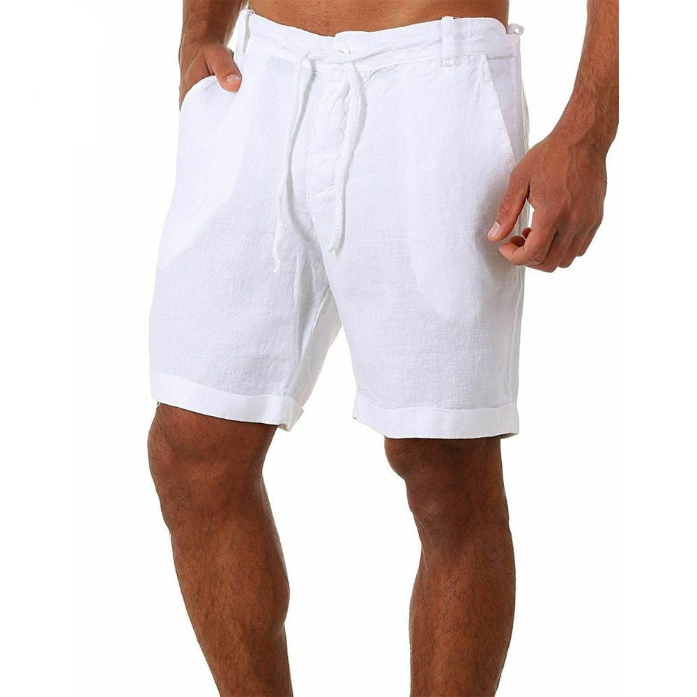 Men’s White Drawstring Shorts