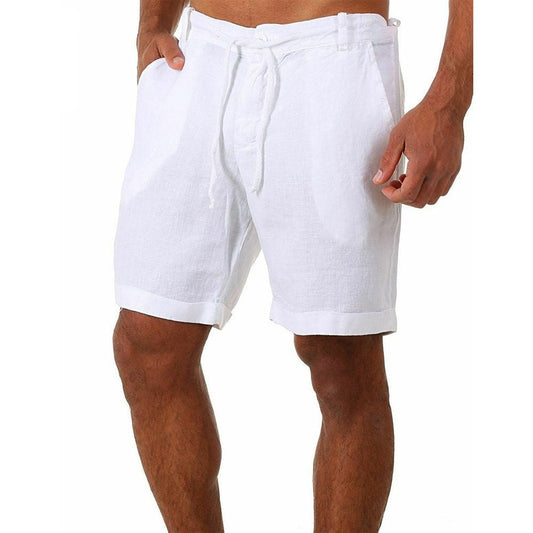 Men’s White Drawstring Shorts