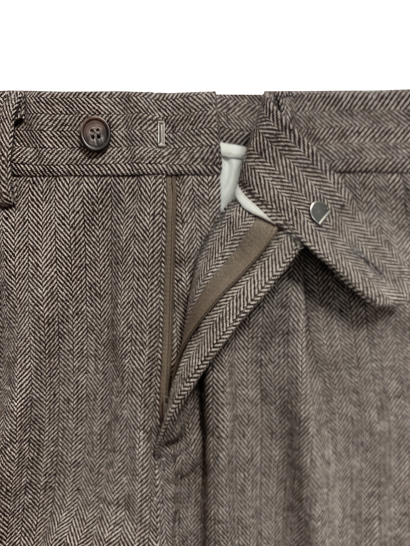 Pantaloni da uomo eleganti in tweed italiano - Pantaloni a gamba dritta a vita alta con chiusura a bottoni, tessuto non elasticizzato per ufficio ed eventi formali - Abbigliamento business autunno/inverno, evento formale, design classico, costruzione resi