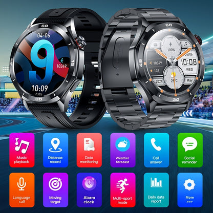 Orologio intelligente impermeabile per uomo - Orologio intelligente rotondo con schermo touch HD da 1.52 pollici - Bracciale intelligente con 123 modalità sportive - Monitoraggio del tracker sportivo - Chiamata e risposta wireless - per iPhone/Android