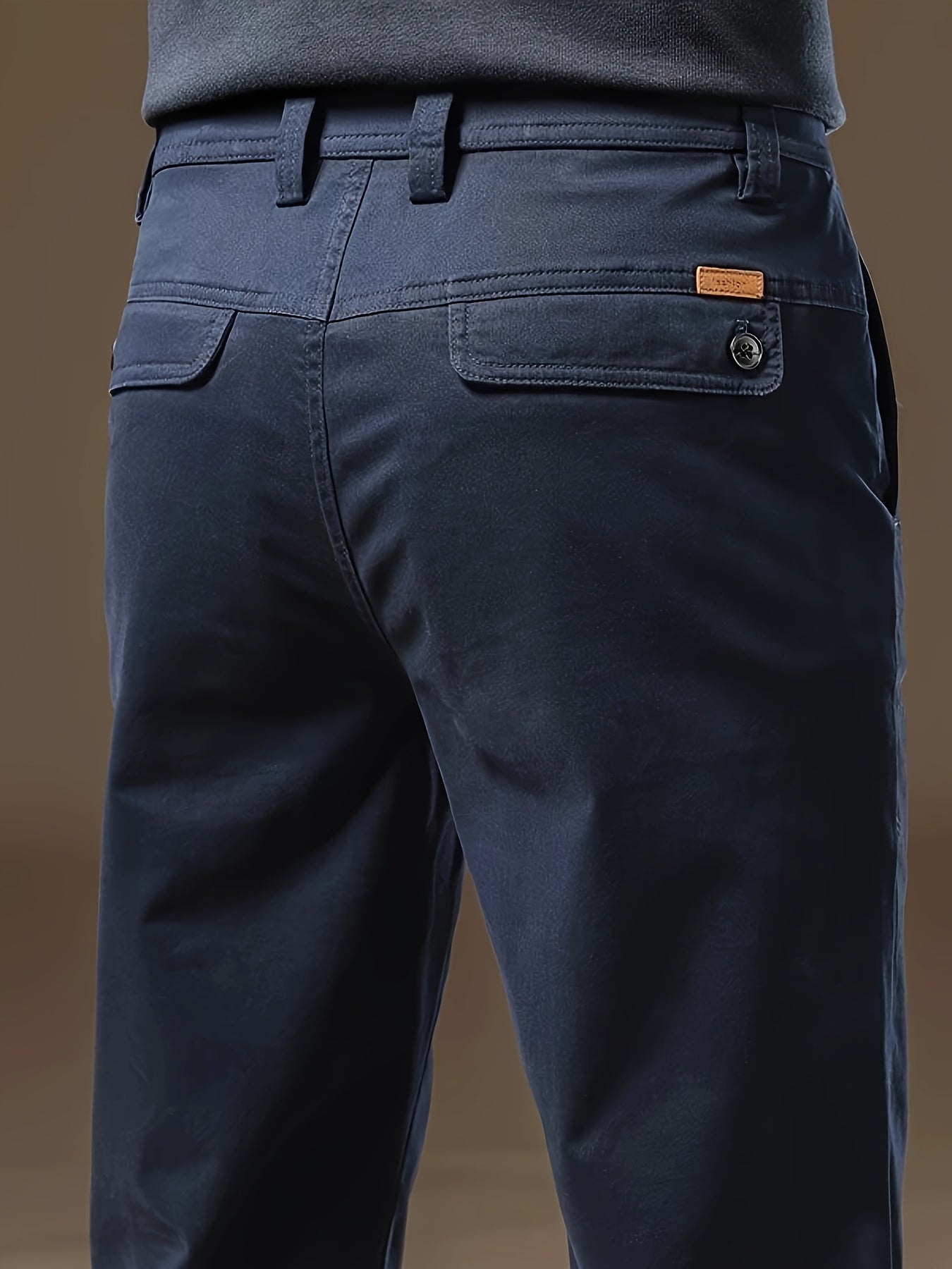 Pantaloni Eleganti da Uomo Bedford in Tessuto Elasticizzato Khaki per Look Business Casual e Viaggi, Primavera/Autunno