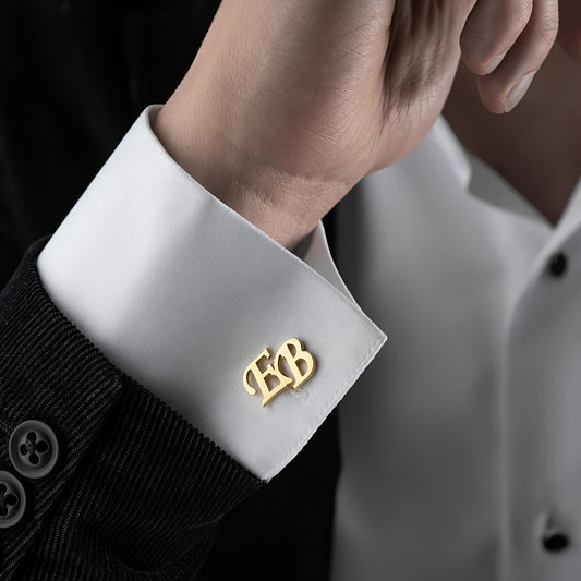 1 paio di fermagli da manica per uomo - Acciaio inossidabile 304 personalizzabile con iniziali "EB" - Elegante per abiti e camicie, regalo ideale per padre, marito, fidanzato, figlio, abbigliamento formale | Design elegante | Costruzione resistente, ferma