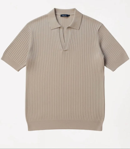 Men’s Navy Ribbed Knit Polo