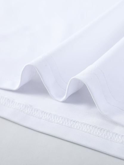 T-shirt da uomo 100% con scollo a V e maniche corte - T-shirt casual estivo traspirante, vestibilità regolare, bianco solido, medio stretch per abbigliamento casual, comodo e alla moda, T-shirt da tutti i giorni | T-shirt con scollo a V | Tessuto medio st