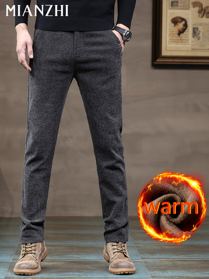 MIANZHI Pantaloni Invernali Uomo con Fodera in Peluche - Caldi e Spessori, Vita Media Cinturati per Look Casual o Formale Lavabili a Macchina Durevolissimi Ideali come Regalo (Pantalone da Lavoro Elastico alla Caviglia) Khaki di Alta Qualità Perfetti anch