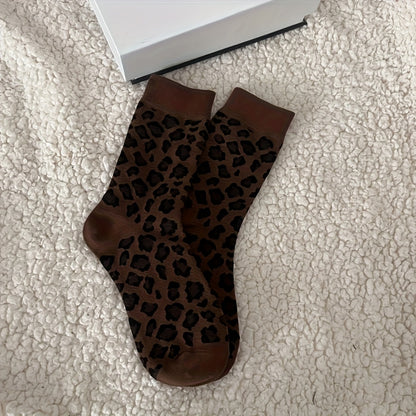 3 Paia di Calzini alla Caviglia per Donna con Stampa Leopardo, Tessuto Elasticizzato in Poliestere, Lavabile in Lavatrice, Casual ed Elegante, Design Giocoso con Animali per Autunno e Inverno, Utilizzo Interno/Esterno, Calzini con Stampa Leopardo
