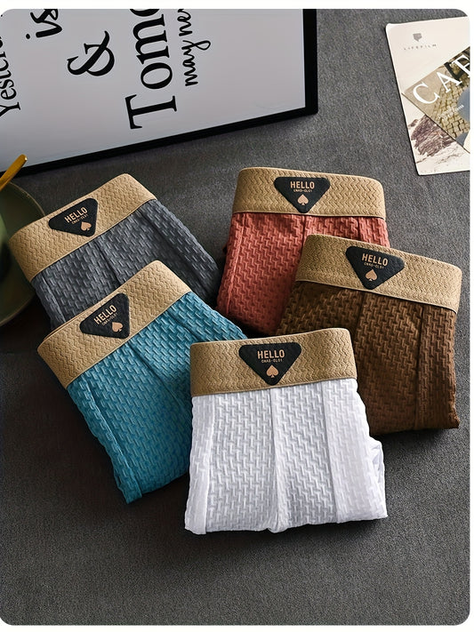 4-Pack di biancheria intima da uomo in fibra Ice Sliky, boxer ultra sottili multi-colori per la primavera, l'estate, l'autunno e l'inverno - Pantaloncini casual traspiranti e elasticizzati in vari stili per l'uso quotidiano