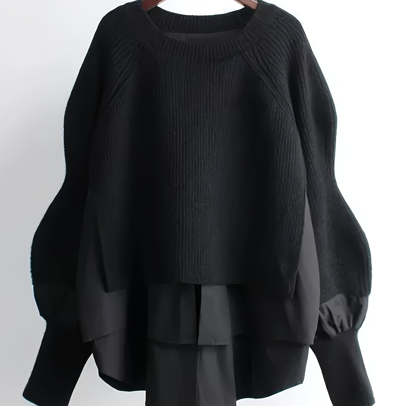 Maglione Bicolore Elegante da Donna - Look a Strati, Blusa a Maniche Lunghe con Scollo Rotondo per Primavera/Autunno, Ufficio, Festa