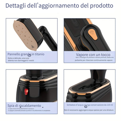 PANCERKA 1pc Piastra Vapore a Mano per Abiti, 1200W 2-in-1 Piegatura e Vapore, Piastra Grande, Rimuovi Rughe per Tessuti per Casa e Viaggio (Spina EU), Piastra Vapore per Abiti da Viaggio, Design Piastra Sottile, Costruzione Piastra Durevole, Piastra Vapo