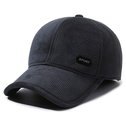 1pz Cappello da baseball caldo invernale unisex, a prova di vento e freddo, imbottito in pile di poliestere, stile sportivo con falde per le orecchie, traspirante, tessuto spesso di colore solido, lavaggio a mano/ristretto solo - Nero