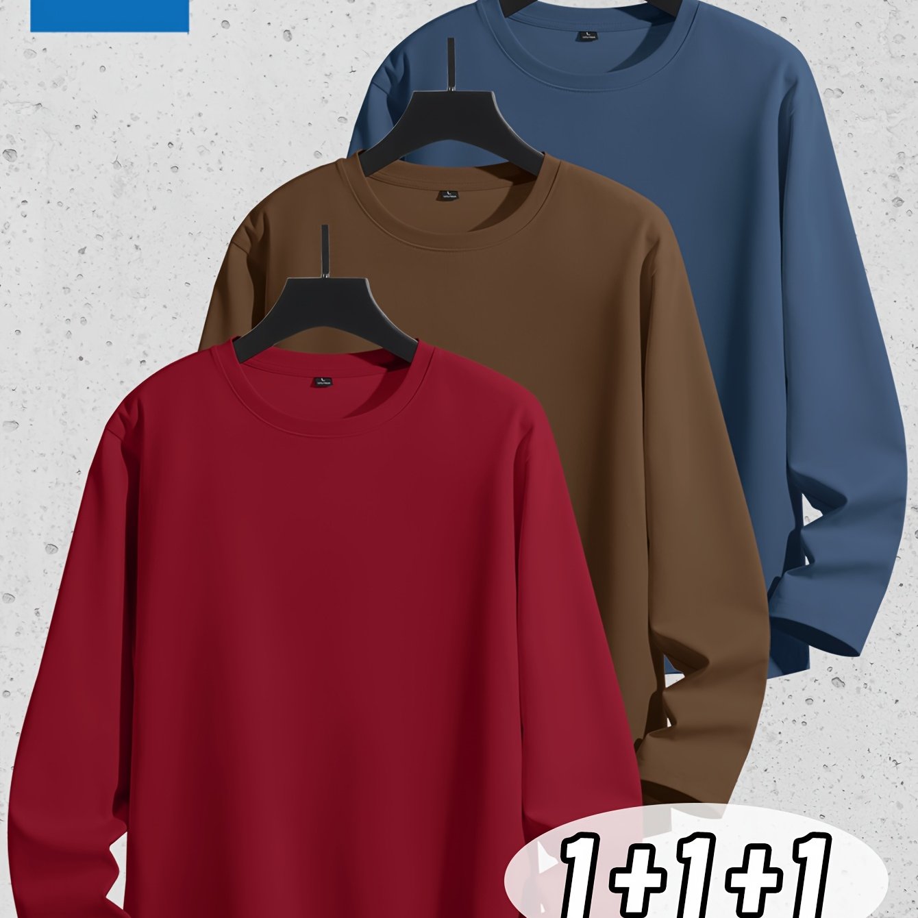 Linea Uomo+ Classic - Jeanswest Maglietta Uomo a Manica Lunga in Puro Cotone