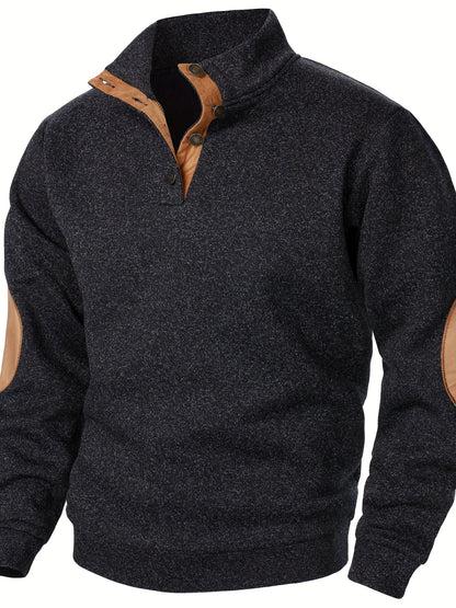 Maglione Uomo con Collo Alto e Maniche Lunghe - Felpa Casual Autunno Inverno Calda con Bottoni, Taglio Regolare per Abbigliamento Casual