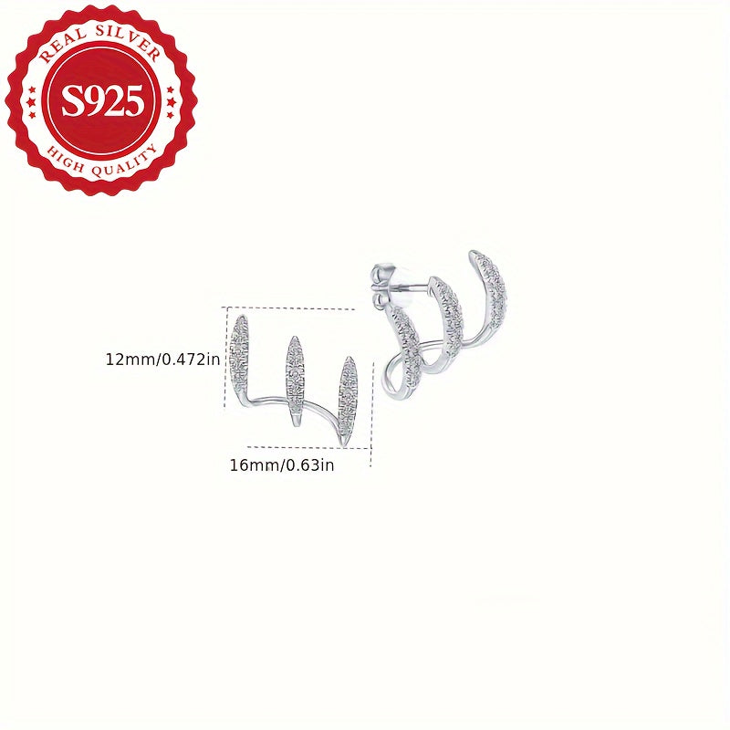 Linea - Coppia di Orecchini da Donna con Artiglio in Argento S925 e Zirconi Sintetici Super Brillanti