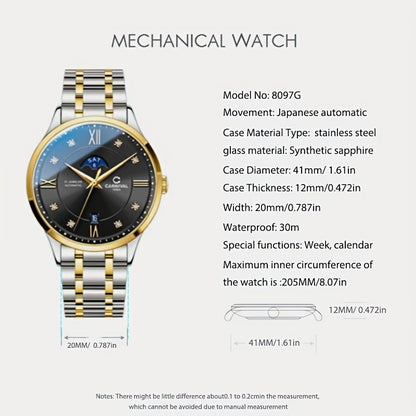 [I&W Carnival] Orologio meccanico sportivo e casual di lusso, avvolgimento automatico con cristallo di zaffiro sintetico, orologio da polso impermeabile per uomo, regalo per le vacanze, senza batteria