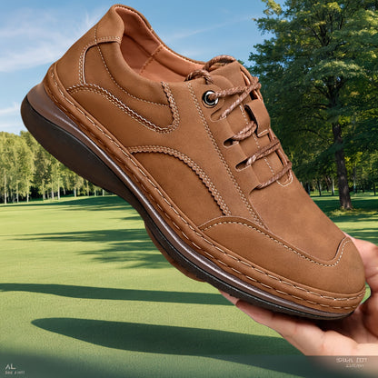 Scarpe da Uomo in Vera Pelle per Business Casual, Scarpe da Allenamento Sportivo, Scarpe da Trekking e Viaggio all'Aperto, Scarpe Basse, Scarpe da Guida, Design con Lacci in Pelle Tinta Unita, Comode e Pratiche per Tutte le 4 Stagioni, Suola Spessa Antisc