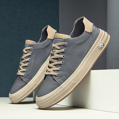 Scarpe da ginnastica basse in mesh traspirante per uomo - Scarpe casual e business casual leggere con chiusura a lacci, colorazione grigia e beige, suola in gomma per comodità durante tutto il giorno, calzature casual per tutti i giorni, scarpe da ginnast