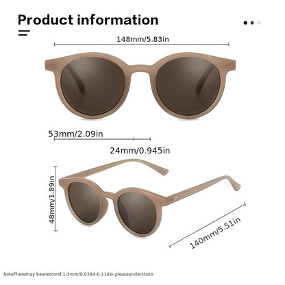 Occhiali da Sole con Montatura Rotonda per Donne - Stile 2025 Nuovo Design Bianco, Set Decorativo Retro con Custodia e Panno