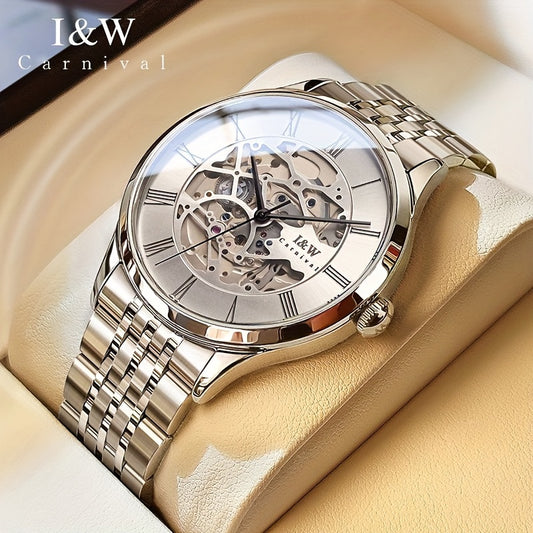 Orologio da polso per uomo Skeleton, movimento meccanico automatico giapponese, orologio da polso alla moda per uomo, senza batteria