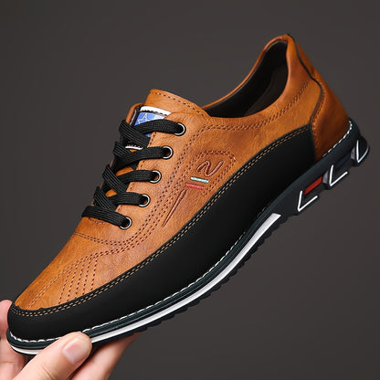 Scarpe da lavoro alla moda con blocco di colore per uomo Plus Size, comode scarpe da abito con lacci in gomma antiscivolo, calzature da uomo