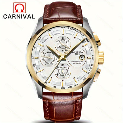 Multifunctional Automatic Men'S Mechanical Watch, Fashion Sports Calendar 30m Waterproof Watch, Without Battery