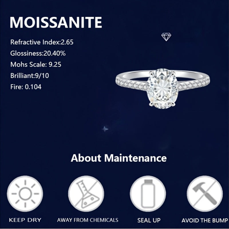 925 Sterling Argento 2 Carati Anello Moissanite, Design Alla Moda, Lusso Di Alta Qualità E Semplice, Adatto Per Indossare Ogni Giorno, Proposta, Impegno E Matrimonio, Regali Per San Valentino, Natale E Capodanno, Con Scatola Regalo Di Circa 5g