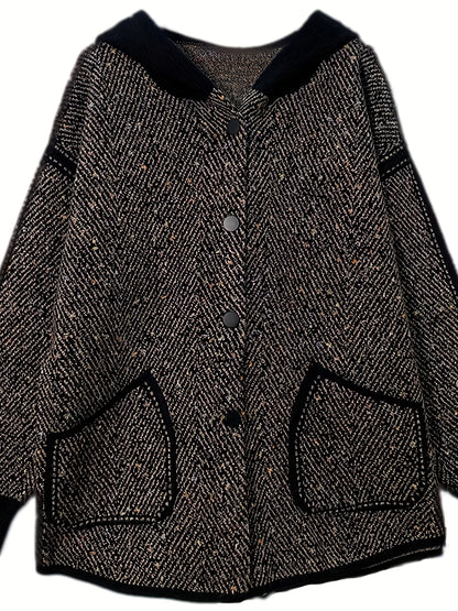 Linea Donna+ Classic - Giacca con cappuccio casual in poliestere, lunghezza regolare, taglio ampio