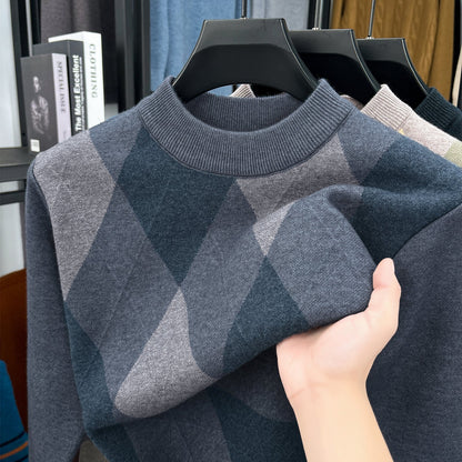 Maglione Autunno-Inverno Uomo ZBZP, Pullover Casual a Mezza Collo Caldo e Moda per Uomini di Media Età