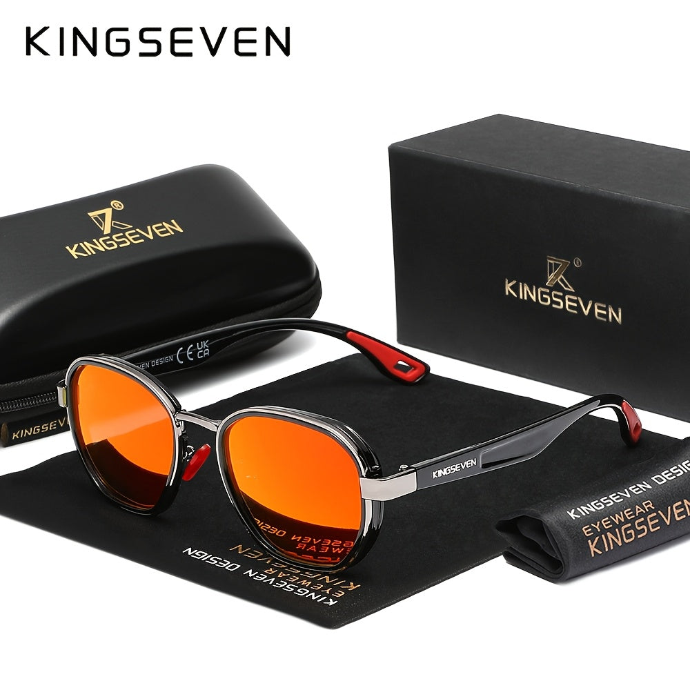 KINGSEVEN Design Occhiali da Uomo con Montatura Rotonda, Adatti anche per la Moda Femminile, Montatura Decorativa in Lega, Ideali per Tempo Libero, Fotografia, Accessori per Feste e Regalo Esclusivo di Moda
