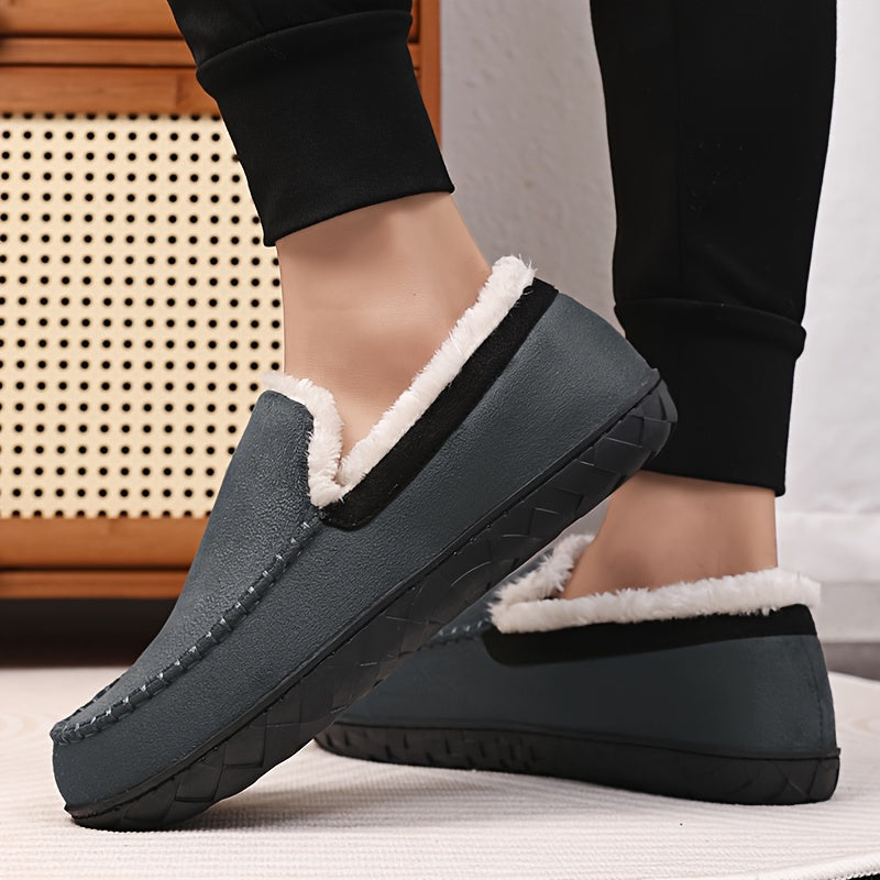 Pantofole da Uomo per Autunno e Inverno, Fodera Spessa, Antifreddo e Anti-gelo, Suola Antiscivolo, Facili da Infilarci