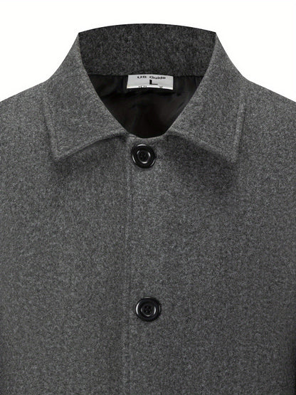 2025 Nuovo trench casual classico a tinta unita per uomo con doppie tasche, design semplice, stile papà elegante, resistente alle rughe, chiusura a singolo petto, leggero e di lusso, cappotto antivento per la primavera/autunno