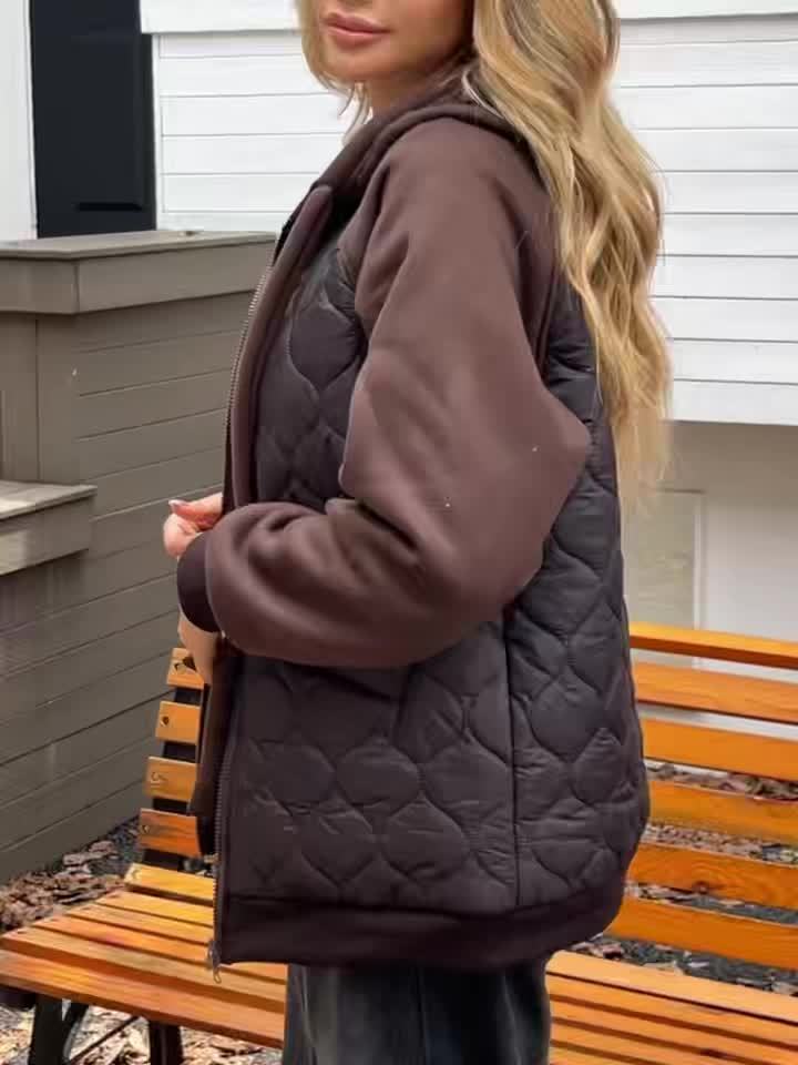 Linea Nobile - Giacca imbottita trapuntata con cappuccio, chiusura lampo e coulisse