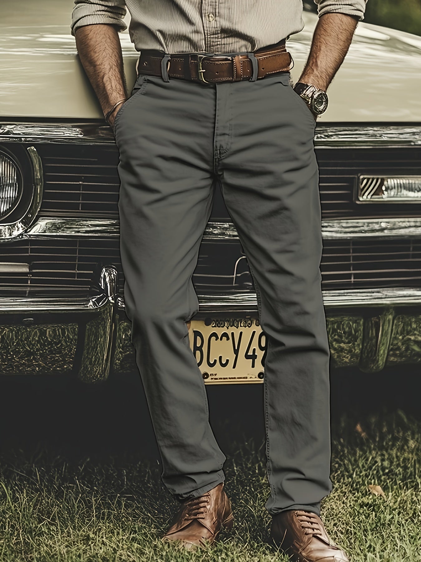 Pantaloni Chino da Uomo in Tinta Unita, Leggermente Elasticizzati, Comodi e Casuali per le Attività Quotidiane all'Aperto