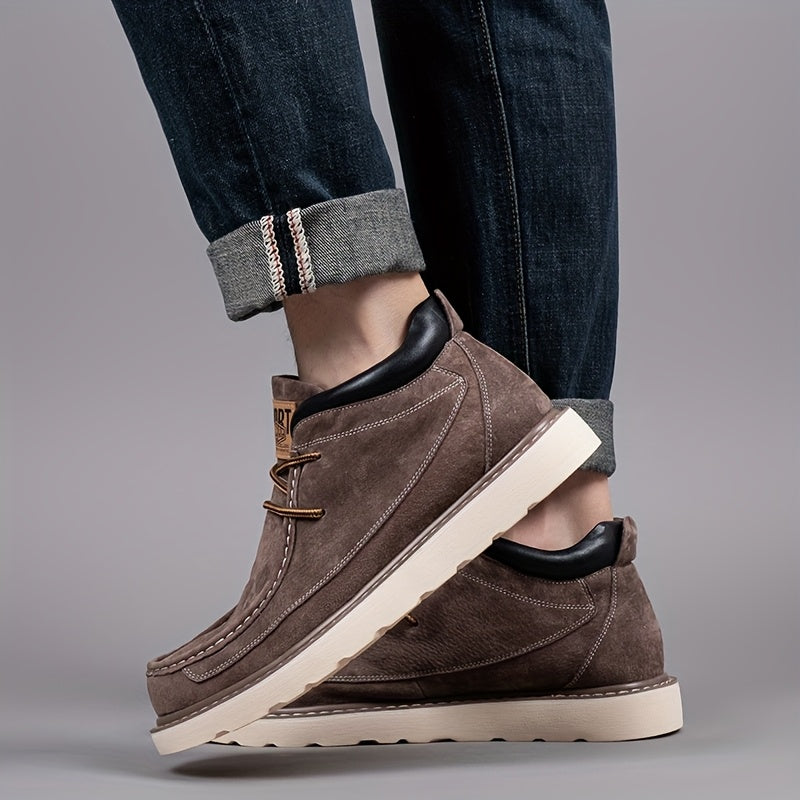 Scarpe Derby Genuine da Uomo - Stivali alla Caviglia Marroni con Chiusura a Lacci, Comode e Traspiranti, Versatili per Tutte le Stagioni, Perfette per Abbigliamento Casual, Calzature Quotidiane | Stivali alla Caviglia Sottili | Suola in Gomma Durevole