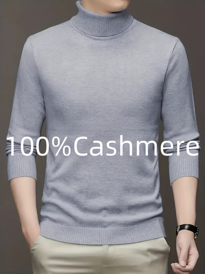 Maglione da Uomo 100% Lana - Morbido e Caldo, Collo Alto Elasticizzato, Lavabile in Lavatrice, Tinta Unita per Look Casual & Business, Maglione a Girocollo Comodo, Tessuto ad Alta Elasticità, Abbigliamento da Ufficio, Design Classico, Costruzione Durevole