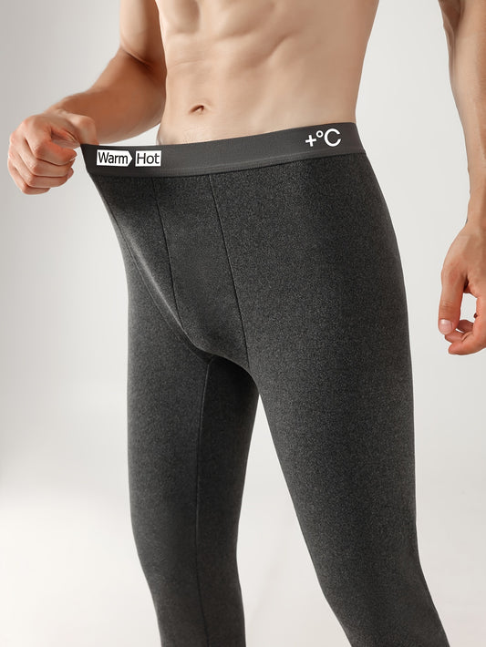 Pantaloni Stile Casual| Pantaloni Termici Slim-Fit da Uomo - Leggings Foderati in Pile Caldo, Misto Poliestere/Spandex Elasticizzato, Ideali per il Comfort Invernale & l'Abbigliamento Casual, Grigio