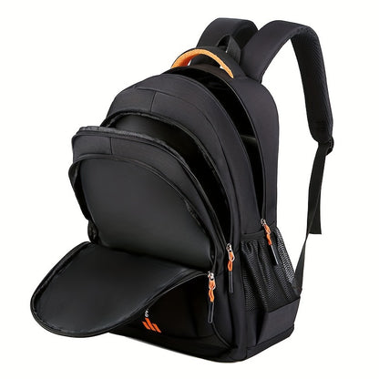 Zaino da Viaggio di Grande Capacità per Uomini - Nylon Resistente, Spallacci Regolabili, Borsa Multiscomparti per Affari e Scuola, Nero, Zaino da Viaggio