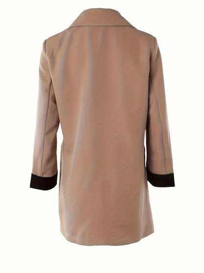 Double Breasted Lapel Collar Blazer, Elegant Long Sleeve Blazer For Work & Office, Women's Clothing
