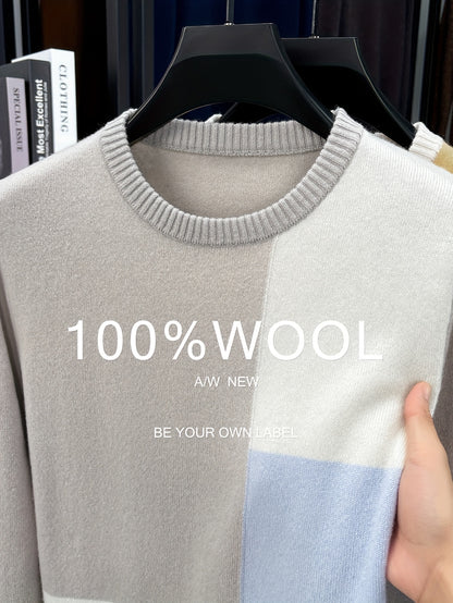 Maglione da uomo 100% filato - Pullover invernale caldo e spesso con maglia, motivo a scacchi, polsini e orlo a costine, tessuto morbido e confortevole, abbigliamento casual e semi-formale, versatile per abbigliamento casual, design elegante e funzionale,