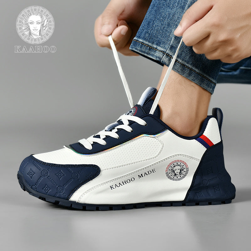 KAAHOO Scarpe da Ginnastica Casual Uomo in Beige//Grigio/Nero/Verde - Tomaia Traspirante e Suola in Gomma, Calzature Versatili con Lacci per Palestra ed Abbigliamento Informale, Scarpe Sportive per Uomini, Scarpe Sportive Bianche per Uomo, Scarpe da Tenni
