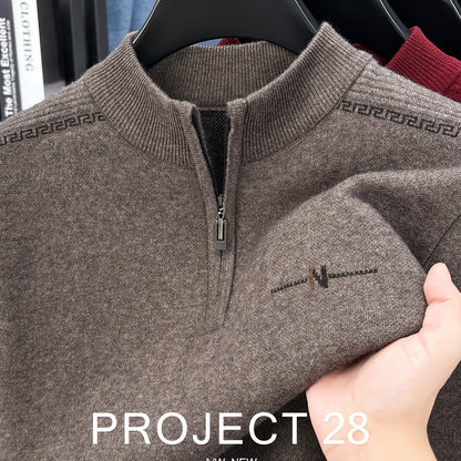 Maglione a metà zip da uomo - Pullover termoisolato con zip frontale, maglione in maglia morbida per ufficio, abbigliamento formale e casual - Maglione invernale in colori scuri (blu/nero/carbonio) - Top di strato traspirante per il tempo freddo, abbiglia