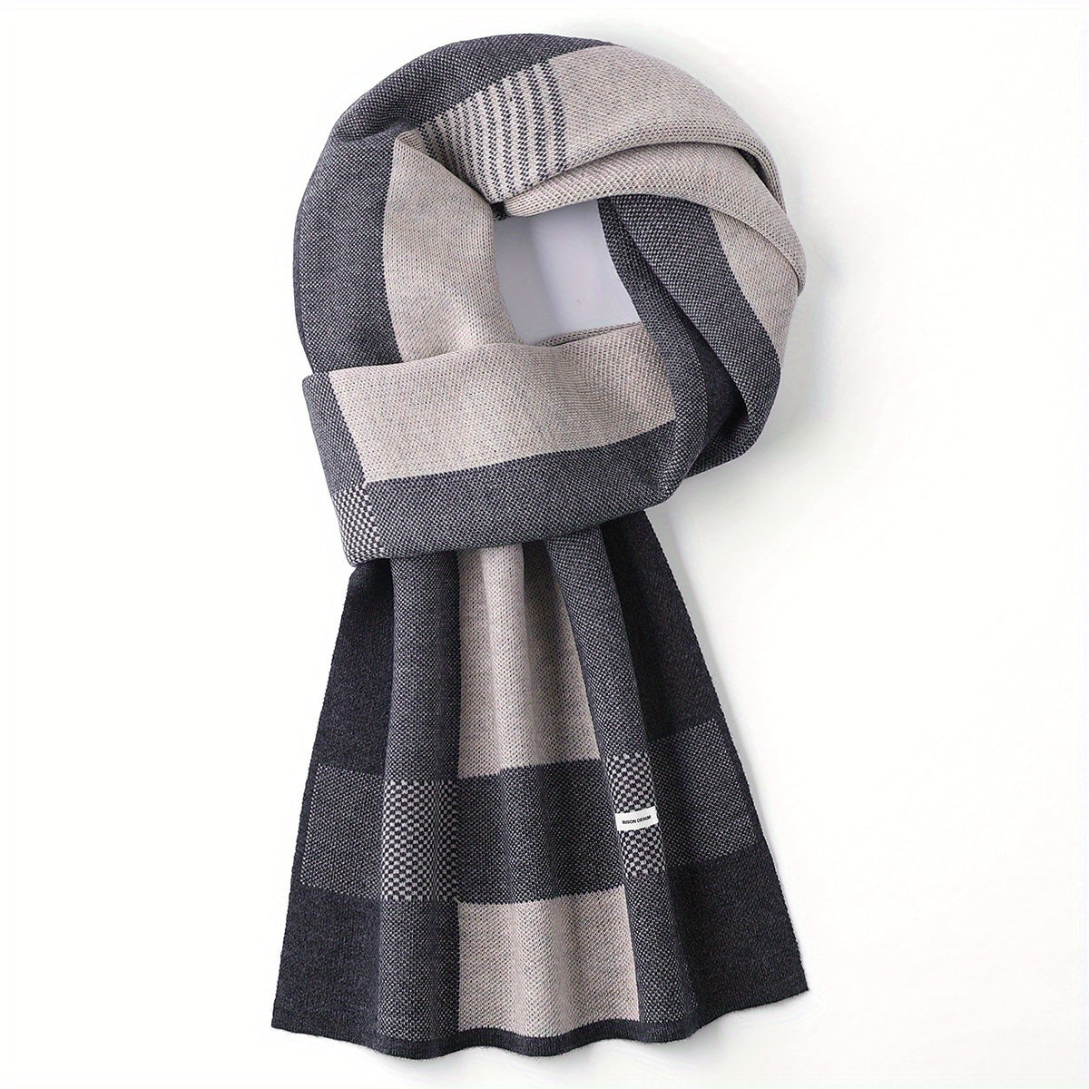 Sciarpa a Quadri Uomo in Tessuto Simil-Lana - Calda Cravatta Invernale, Elegante Regalo di Natale/Ringraziamento per Marito/Padre/Uomo d'Affari - Accessorio Formale Morbido (Lavaggio a Mano/Lavaggio a Secco) - Compatibile con Completi e Cravatte