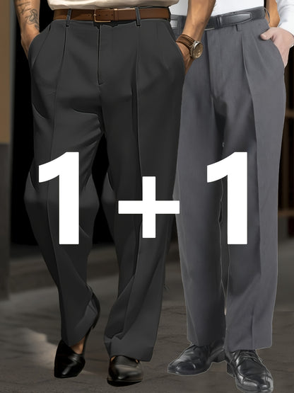 1+1 Set di 2 Pezzi Pantaloni Chino Casual Uomo Loose-Fit per Business