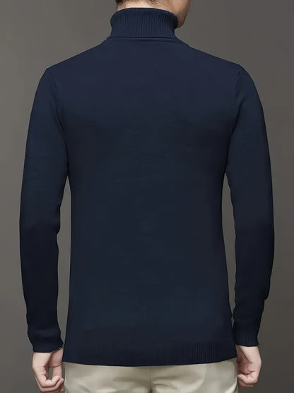 Maglione da Uomo 100% Lana - Morbido e Caldo, Collo Alto Elasticizzato, Lavabile in Lavatrice, Tinta Unita per Look Casual & Business, Maglione a Girocollo Comodo, Tessuto ad Alta Elasticità, Abbigliamento da Ufficio, Design Classico, Costruzione Durevole