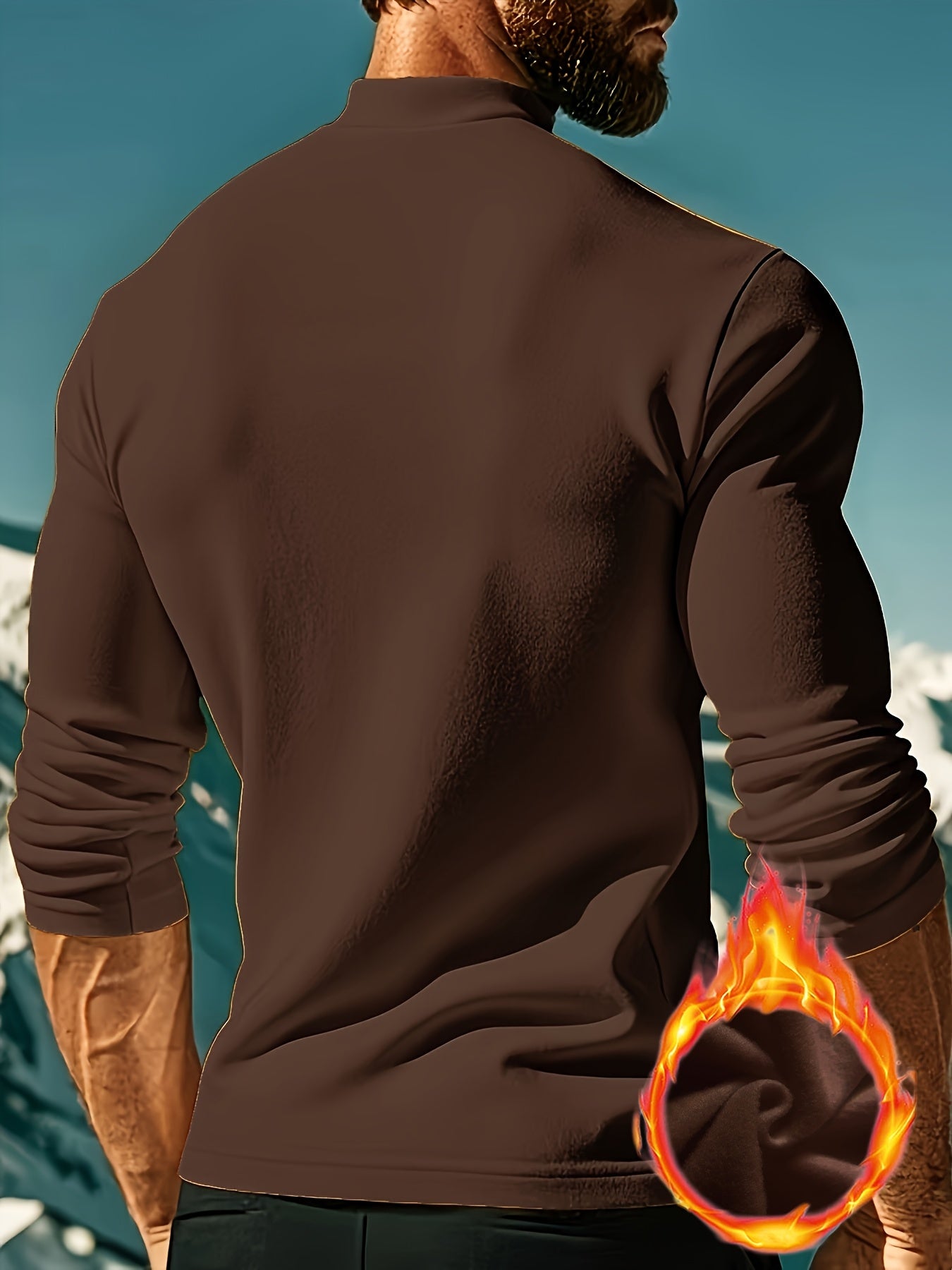 Maglietta termica a maniche lunghe e girocollo per uomo - Stampa geometrica, elastica e calda, design sportivo casual per l'autunno/inverno, bianca con lettere dorate, perfetta per sovrapporre o come outfit standalone, abbigliamento invernale | Maniche lu