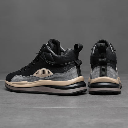 Scarpe Sneaker Casual Alte da Uomo - Design Elegante Nero & Grigio, Traspiranti, Suola in Gomma Morbida, Sneaker con Lacci per Abbigliamento Casual, Sneaker Versatili | Design Elegante delle Scarpe | Sneaker Sintetiche