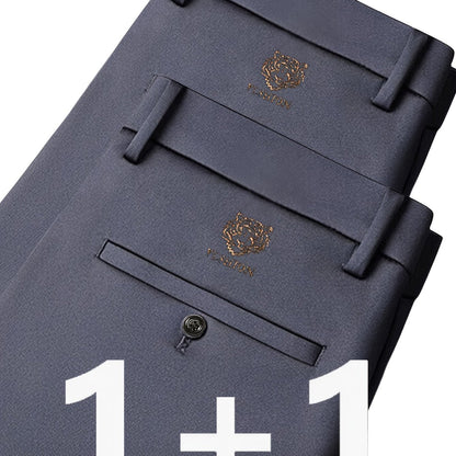2 pezzi Pantaloni da business uomo resistenti alle rughe e senza calore per abbigliamento formale di mezza età e anziani.