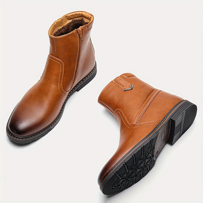 Stivali Termici Da Uomo Con Cerniere, Stivali Foderati In Pelliccia Sintetica, Scarpe Da Passeggio Casual, Stile Preppy
