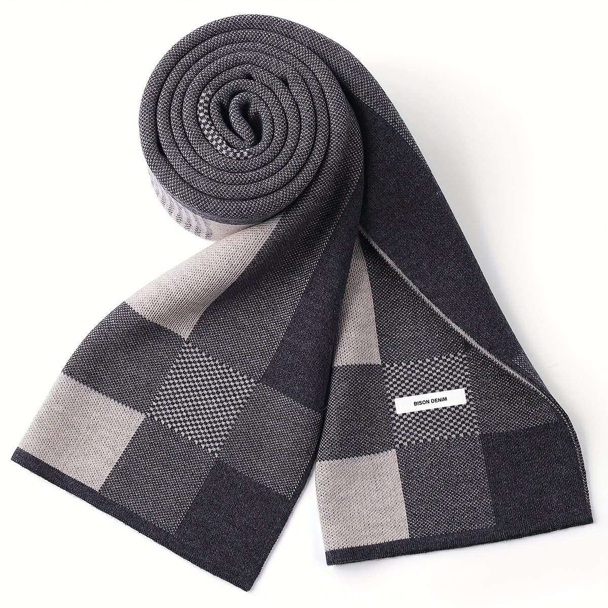 Sciarpa a Quadri Uomo in Tessuto Simil-Lana - Calda Cravatta Invernale, Elegante Regalo di Natale/Ringraziamento per Marito/Padre/Uomo d'Affari - Accessorio Formale Morbido (Lavaggio a Mano/Lavaggio a Secco) - Compatibile con Completi e Cravatte